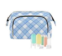 KLL Azure Buffalo Plaid Check Makeup Bag Borse Da Viaggio Leggero Per Le Donne Delle Donne Portafoglio Contanti per Pennello Trucco