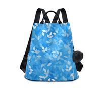 KLL Azure Tie-Dyes Leaves Zaino alla moda per adolescenti zaino leggero per le donne college per lo shopping quotidiano del college con portachiavi pompon