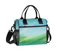 KLL Azzurro Verde Gradiente Astratto Crossbody Lunch Bag con Portabottiglie con Tracolla Lunch Box per la Scuola Superiore per il Lavoro lonchera economica para Mujer