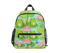 KLL bambini spazio zaino coulisse Green Frog Lily Pad Water Lily, Ninfea Ninfea Rana Verde, Medium, Moda