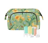 KLL Beauty case con fiori dalia, lavanda, rosmarino, bianco, impermeabile, da appendere, borsa da toilette da viaggio, 16, 1 size