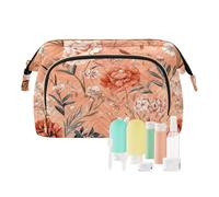 KLL Beauty case con fiori di garofano e narcisi, rosmarino, oro rosa, trousse per cosmetici da viaggio, Fiori Garofano Narciso Rosmarino Oro Rosa, 1 size