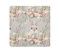 KLL Beauty Rabbit Fiore Pasqua Protettiva Viaggio Cosmetico Borsa Panno Viaggio Toiletry Organizer Wrap Camera Lens Panno Wrapper Trucco Per Le Donne, Bellezza Coniglio Fiore, 13.8x13.8in