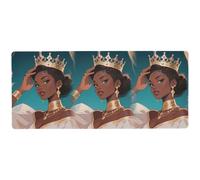 KLL Bella donna africana corona cartone animato tastiera liscia e tappetino per il mouse per scrivania top tastiera antiscivolo tappetino per mouse 80 x 30 cm