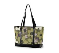 KLL Bianco e Verde Scuro Fiore di tela di tendenza del computer portatile tote bag con cerniera tote bag per il lavoro Grande Borsa per il volo con pannolino bolsas para computadoras de mujer