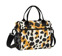 KLL Black and Oringe Crossbody Lunch Box per gli uomini con tracolla Lunch Boxes per gli uomini per la scuola materna Bolsa para lonchera