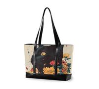 KLL Black Cat Flowers Robusta borsa per computer portatile con cerniera borse valigetta grande borsa per il lavoro con maletin ejecutivo para mujer