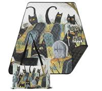 KLL Black Cats Cimitero riempito con lapidi impermeabile pieghevole coperta resistente all'acqua grande spiaggia coperta per terra coppie regalo manta para esterno