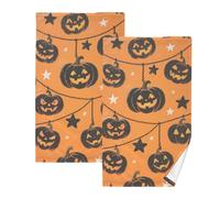 KLL Black Evil Halloween Pumpkin asciugamano in microfibra per asciugamani da bagno per bagno crema bambini piccoli asciugamani per viso panno di cotone morbido set di 2, dimensioni 40,6 x 71,1 cm