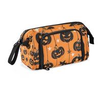 KLL Black Evil Halloween Pumpkin Pencil Bag Grande Capacità Zip Astuccio con Scomparto per Donne High School