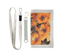 KLL Blossom Orange Trifold Mens Slim Wallet Regali per Giovani Cool Colorful Sottile Portafogli per Uomo con Cordino
