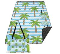 KLL Blu Bianco A Righe Di Cocco Palma Impermeabile Picnic Esterno Coperta Morbido Prato Campeggio Coperta Packable per Adulti Concerto Coperta mat de picnic