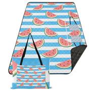 KLL Blu Bianco A Righe Frutta Anguria Impermeabile Campeggio Picnic Tappeto Impermeabile Prato Campeggio Tappetino per Outdoorsy Persone Picnic Articoli cobijas para la playa