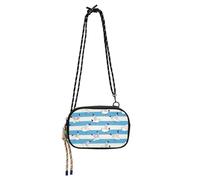 KLL Blu Bianco A Righe Gabbiano Piccolo Nero Crossbody Borsa Donna Bellezza con Cinghia Regolabile Borse Walk the Dog