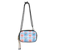 KLL Blu chiaro a scacchi rosa piccolo fiore Crossbody Camera Bag Uomini Impermeabile con Cinghia Regolabile Casuale Telefono Borsa Petto Avere un pasto