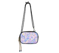 KLL Blu chiaro e rosa viola del pensiero fiori carino borse a tracolla Mens Comfort con slot per carte di credito piccole borse nere passeggiate il cane