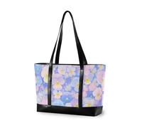 KLL Blu chiaro e rosa viole del pensiero fiori grande capacità tote borse per le donne con cerniera borsa da lavoro con laptop Grande borsa per la scuola con pannolino bolsa para computadora portatil
