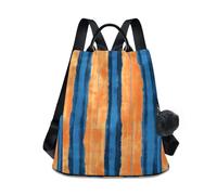 KLL Blu e Arancione A Righe Tie-Dye Moda Borsa per pannolini zaino multiuso per donna borsa per Daily College Shopping con Pom-pom portachiavi