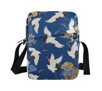 KLL Blu e Dorato Giapponese Cloud Crane Messenger Bag Cute Vegan Leather Cross Body Bag per la donna Shopping Borse a Spalla