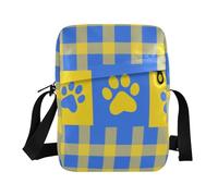 KLL Blu e Giallo Zampa Stampa Messenger Borse Vegan Cuoio Cross Body Bag Uomini Shopping Borse a Spalla