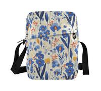 KLL Blu Iris Sfondo Bianco Moderno scandinavo mens messenger bag Vegan Leather mens crossbody Shopping Borsa A Spalla Per Viaggio