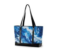 KLL Blu Pittura a Olio Grande Capacità tote borse per le donne laptop con cerniera donna lavoro tote bag Grande borsa per il volo con pranzo bolsos para mujeres