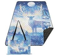 KLL Blu Renna Luna Impermeabile Picnic Accessori Packable Prato Spiaggia Coperte Impermeabile Sandproof per Terra Estate Regalo cobija para el parque
