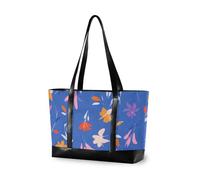 KLL Blu Sfondo Fiori Colorati Robusto computer casi per computer portatili con cerniera laptop tote bag per il lavoro Grande Borsa per insegnante con tablet bolsos segreto para mujeres