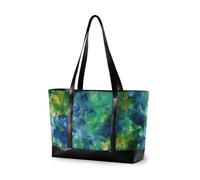 KLL Blu-verde Mistero Fiori alla moda tote bag con laptop con cerniera borse per le donne tote professionale Grande Borsa per l'università con tablet bolso para laptop mujer