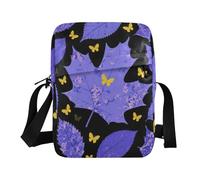 KLL Blu-viola Foglia d'Acero Giallo Farfalla Messenger Bag Vegan Leather Crossbody Borse Per Le Donne Shopping Borse A Tracolla Per Le Donne
