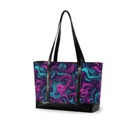 KLL Blu Viola Irregolare Art Lines elegante tote bag per le donne 14 con cerniera borse da lavoro Grande borsa per viaggi piscina nuoto spiaggia vacanza necessità con pannolino bolsa para laptop