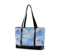 KLL Blu Wave Astratto Art Style Borsa portatile con cerniera lavoro tote borse per le donne Grande Borsa per yoga con tablet cartera para laptop de mujer