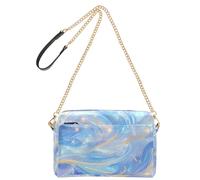 KLL Blu Wave Astratto Arte Stile Moda Piccola Borsa A Tracolla Per Le Donne In Pelle Vegana Casual Borsa A Tracolla Impermeabile Crossover Bag