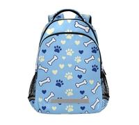 KLL Blue Dog Bone Paw Print Cuore personalizzato zaino per bambini con grande bookbag per bambini mochilas para ni?as de 12 a?os