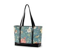 KLL Blue Flowers and Birds semplice borsa per il computer portatile con cerniera grande tote bag Grande borsa per le signore con tablet bolsos segreto para mujeres