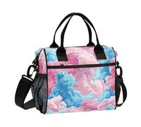 KLL Blush e Blue Clouds Like Cotton Candy Borsa termica a tenuta stagna con tracolla Grande borsa per il pranzo per gli uomini per il college luncheras para Mujeres