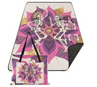 KLL Boho Mandala Fiore e Scheletro Umano Impermeabile Picnic Coperta Resistente all'acqua Partito Portatile Play Mat per Outdoorsy Donne Estate Regalo coperta para picnic