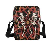 KLL Boho Mandala Fiore e Scheletro Umano Messenger Bag per le donne Vegan Leather over the Shoulder Bags for Men Travel Shoulder Bags For Women