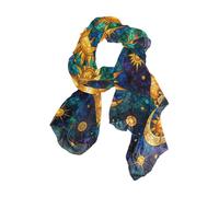 KLL Boho Stained Glass Celestial Sun Moon Lungo hijab seta mens sciarpa di seta per collo chal para mujer