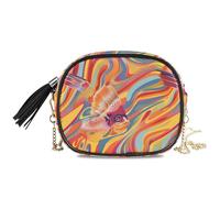 KLL Borsa a tracolla colorata a righe salmone borsa per fotocamera da donna pratica con tracolla regolabile in nylon piccola borsa a tracolla per telefono a spasso il cane