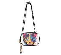 KLL Borsa a tracolla colorata dipinta a mano con testa di gatto ad acquerello per uomo bellezza con tracolla regolabile borsa per telefono cellulare avere un pasto