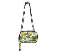 KLL Borsa a tracolla con ananas tropicale giallo dorato verde foglie di palma fiore borsa per fotocamera per uomo bellezza con scomparti per carte di credito piccole borse nere data