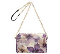 KLL Borsa a tracolla con fiori lavanda e beige moda piccola borsa per le donne in pelle vegana borse a tracolla da donna borsa impermeabile per viaggi