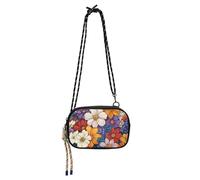 KLL Borsa a tracolla con fiori lavanda Phlox narciso rosso nero per uomo alla moda con tracolla regolabile borse a tracolla Walk the dog