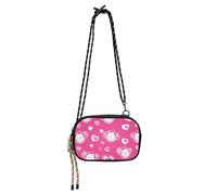 KLL Borsa a tracolla da donna a forma di cuore con scimmia in stile cartone animato rosa acceso con scomparti per carte di credito, borsa casual per telefono e appuntamenti