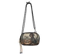 KLL Borsa a tracolla da donna a tracolla con bassotto gotico di Halloween, pratica con scomparti per carte di credito, piccola borsa a tracolla in nylon per telefono Fai una passeggiata