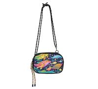 KLL Borsa a tracolla da donna con animali marini psichedelici antifurto, pratica con scomparti per carte di credito, borsa da petto per telefono casual a spasso con il cane