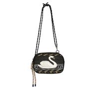 KLL Borsa a tracolla da donna con cigno, con foglie dorate, alla moda, con scomparti per carte di credito, piccola borsa a tracolla per avere un pasto