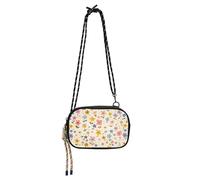 KLL Borsa a tracolla da donna con fiori da giardino floreale beige piccola pratica con tracolla regolabile borse a tracolla Walk the dog