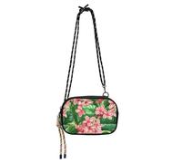 KLL Borsa a tracolla da donna con fiori e foglie verdi rosa impermeabile con scomparti per carte di credito borse laterali andare a fare shopping